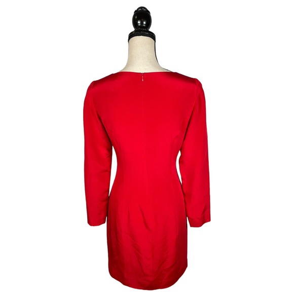 Hugo Buscati Collection Red 100% Silk V-Neck Dress       Size: 4 - Picture 3 of 4